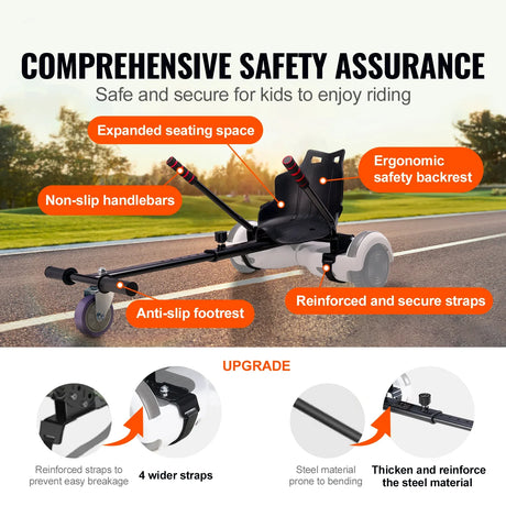 Adjustable Steel Frame Hoverboard Seat Attachment With Controls - Omega Lifestyles