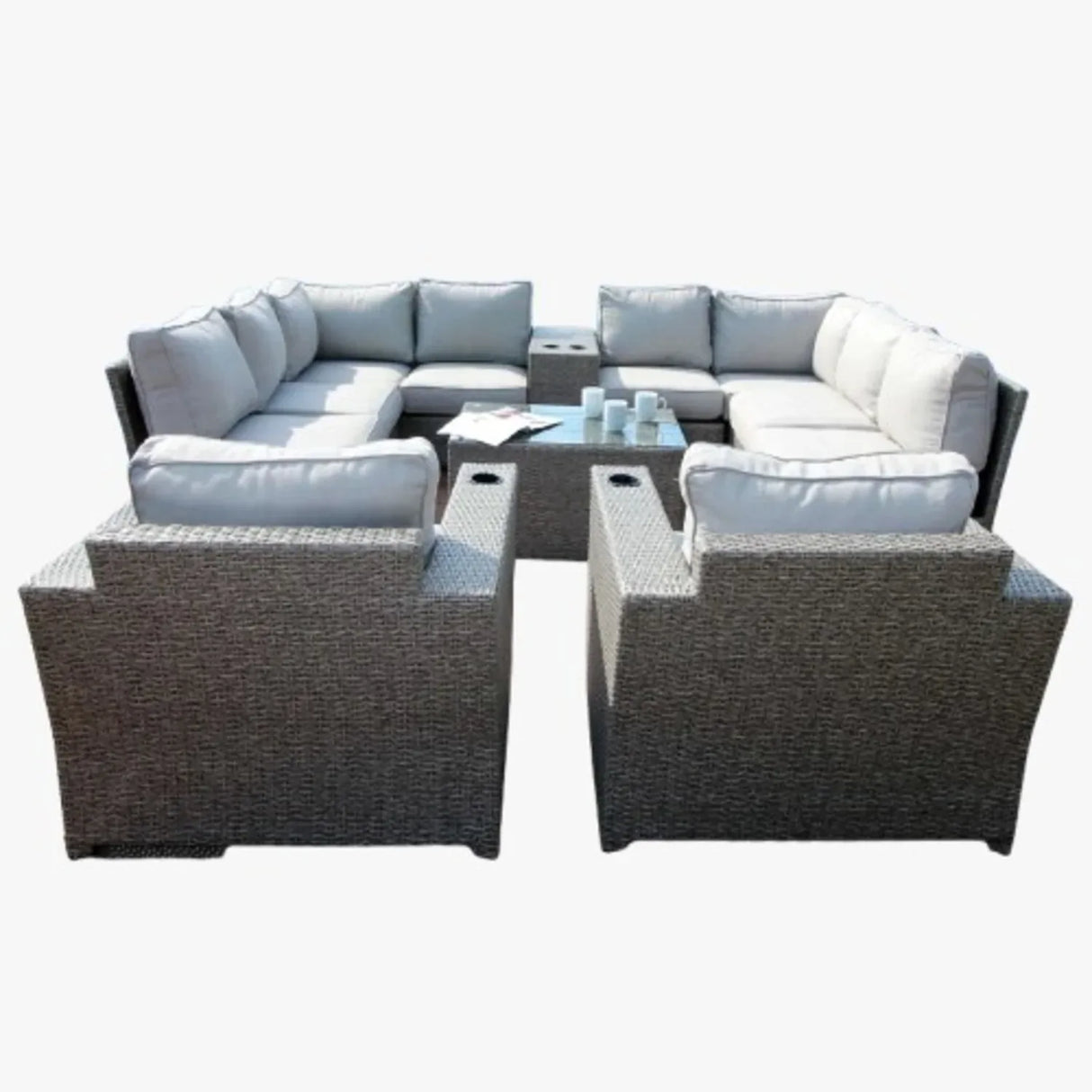 12-Piece Fully Assembled Outdoor Wicker Seating Group With Cushions - Omega Lifestyles