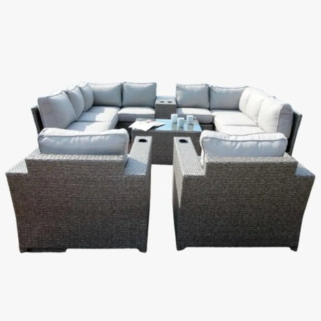 12-Piece Fully Assembled Outdoor Wicker Seating Group With Cushions - Omega Lifestyles