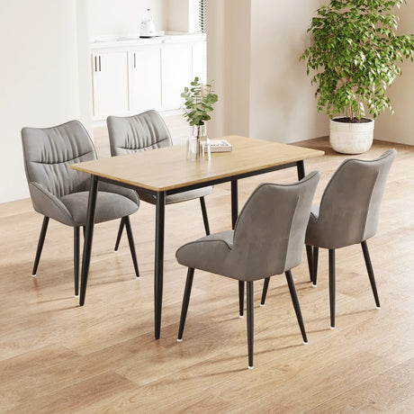 Modern Minimalist Wood Grain Dining Table Chair Set - Omega Lifestyles