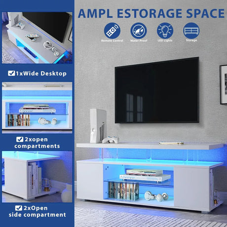 White Engineered Wood Gaming TV Stand Console Table - Omega Lifestyles