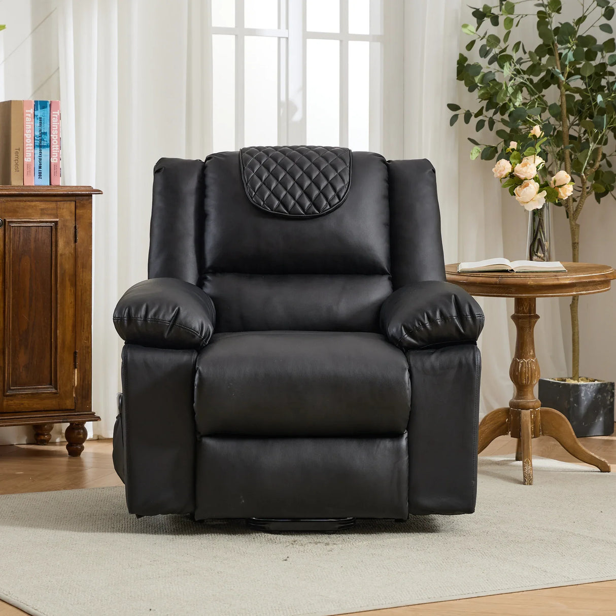 Medium-Firm Remote-Controlled Heating Massage Recliner PU Leather - Omega Lifestyles