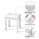 White Solid Wood Vanity Stool With Cushioned Seat - Omega Lifestyles