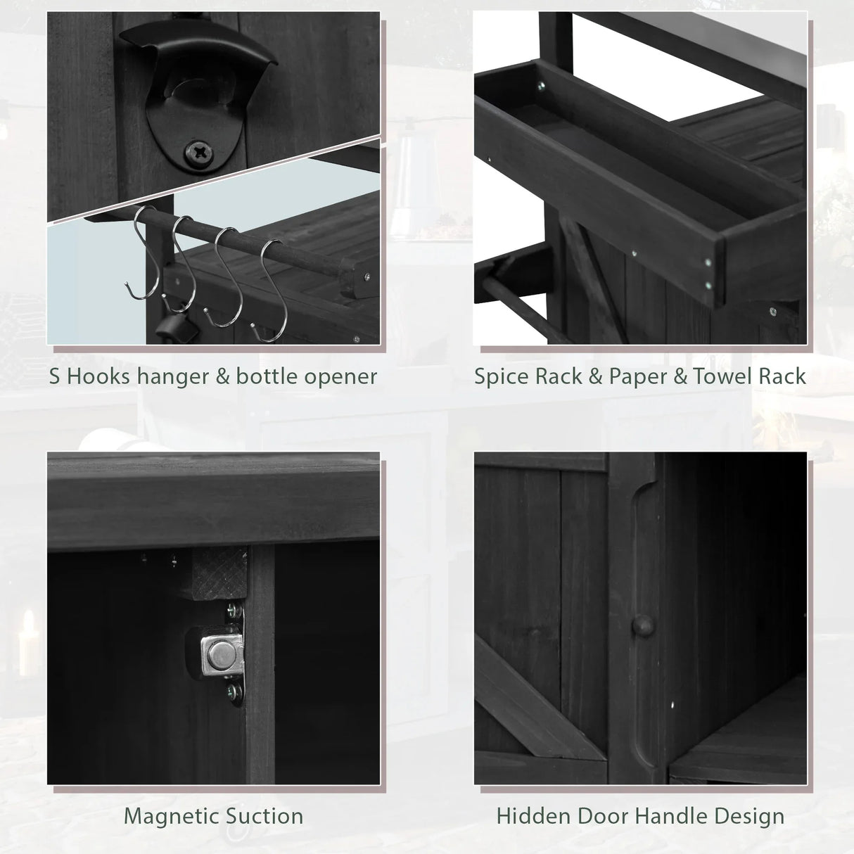 Farmhouse Solid Fir Wood Outdoor Kitchen Island Cart - Omega Lifestyles