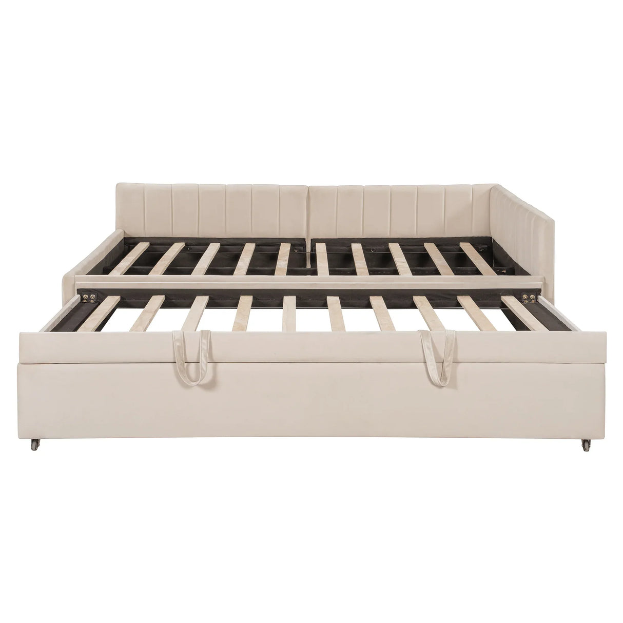 Full Upholstered L-Shaped Daybed With Twin Trundle - Omega Lifestyles