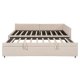 Full Upholstered L-Shaped Daybed With Twin Trundle - Omega Lifestyles