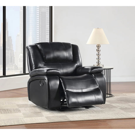 Black Upholstered Glider Recliner Chair With Recline - Omega Lifestyles