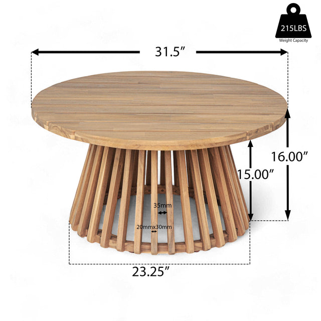 Acacia Wood Round Patio Coffee Table - Omega Lifestyles