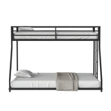Contemporary Matte Black Metal Low Twin Over Full Bunk Bed - Omega Lifestyles