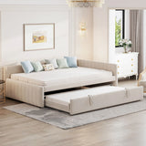 Full Upholstered L-Shaped Daybed With Twin Trundle - Omega Lifestyles