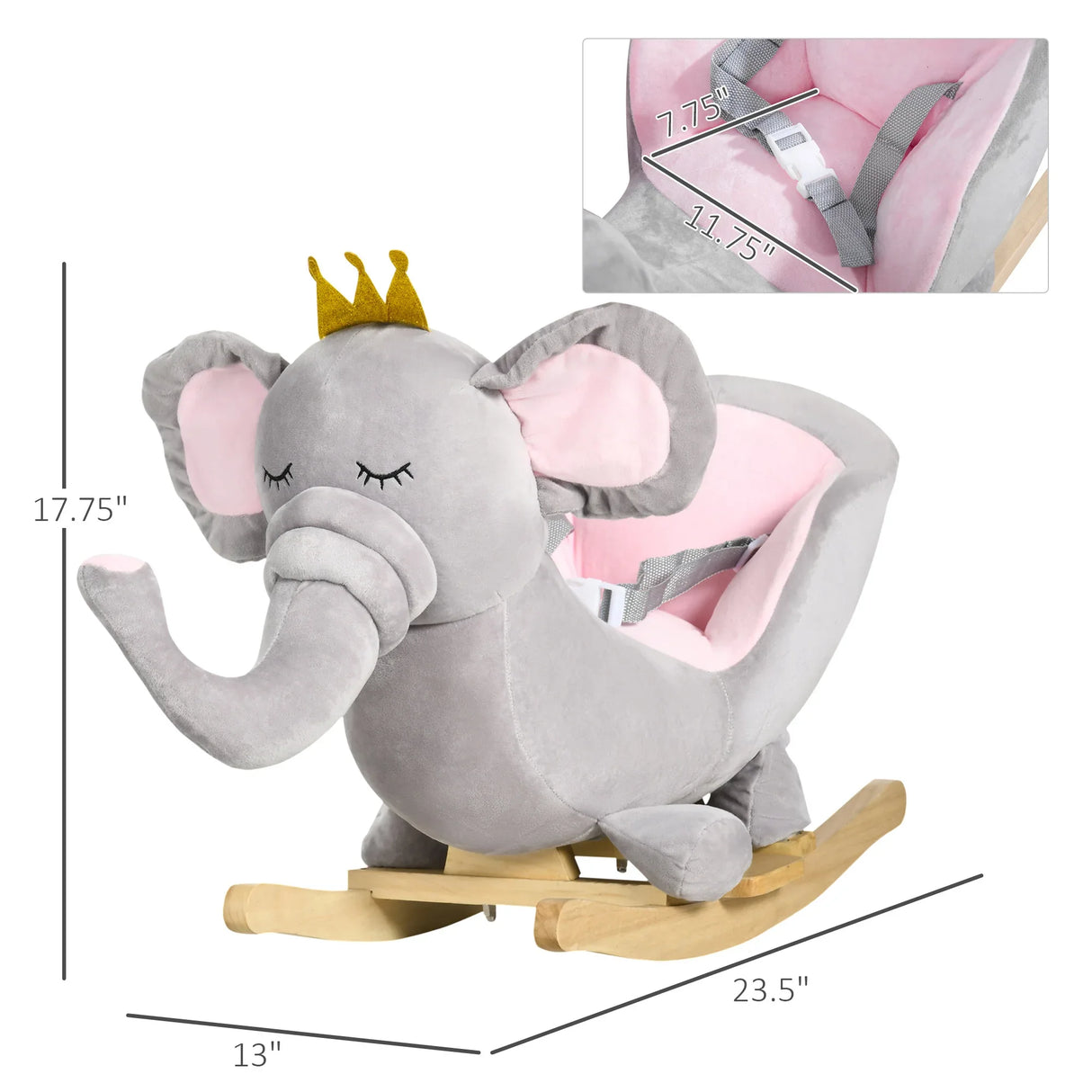 Toddler Plush Elephant Rocking Chair With Sound - Omega Lifestyles
