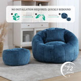 Chenille Foam Filled Ergonomic Round Chair With Ottoman - Omega Lifestyles