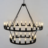 Matte Black Iron Wagon Wheel Farmhouse Chandelier 47-Inch - Omega Lifestyles