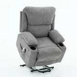 Medium-Firm Corduroy Remote-Controlled Heating Massage Recliner - Omega Lifestyles