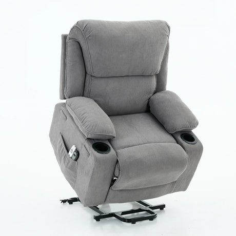 Medium-Firm Corduroy Remote-Controlled Heating Massage Recliner - Omega Lifestyles