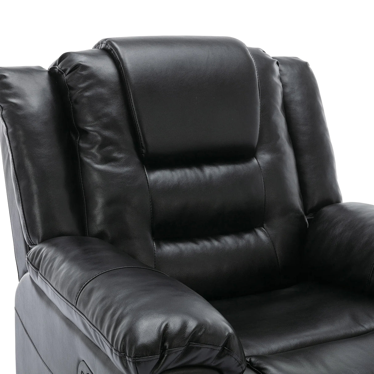 3 Seater Manual Recliner Chair With Cup Holders Black PU - Omega Lifestyles