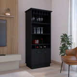 Modern Black Particle Board Kitchen Storage Bar Cabinet 70-Inch - Omega Lifestyles