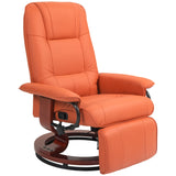 Manual Recliner Faux Leather Swivel Lounge Chair With Footrest
