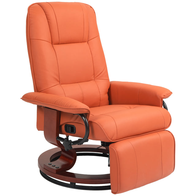 Manual Recliner Faux Leather Swivel Lounge Chair With Footrest
