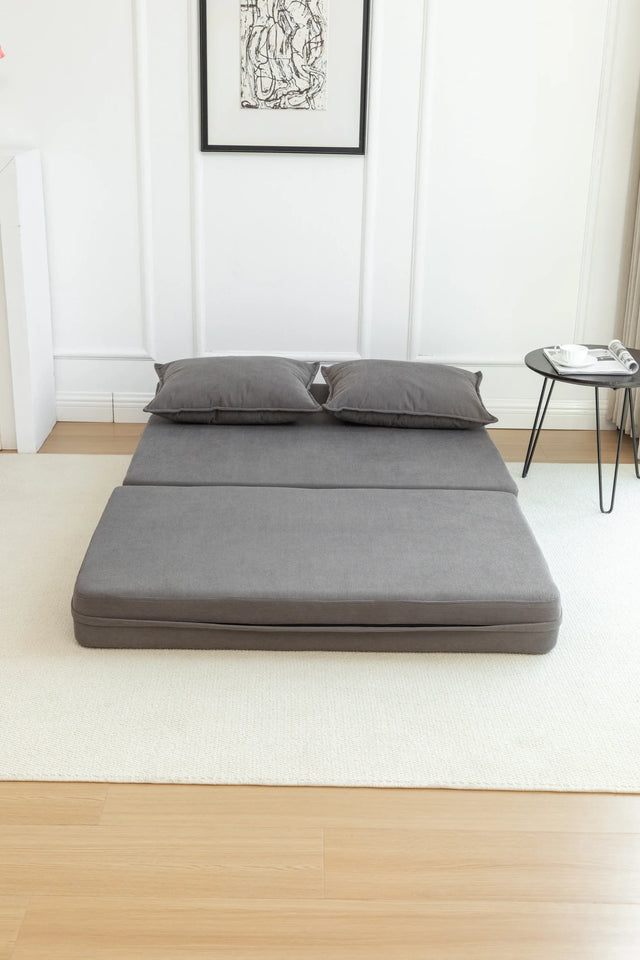 Foldable Corduroy 2-Seat Sofa Bed With Lumbar Pillow - Omega Lifestyles