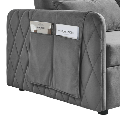 Velvet Convertible Pull-Out Sofa Bed With Pillows - Omega Lifestyles