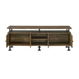 Rustic Oak Metal Frame Storage TV Stand - Omega Lifestyles