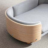 Scandinavian Style Solid Wood Elevated Pet Bed With Velvet Cushion - Sleep Galleria