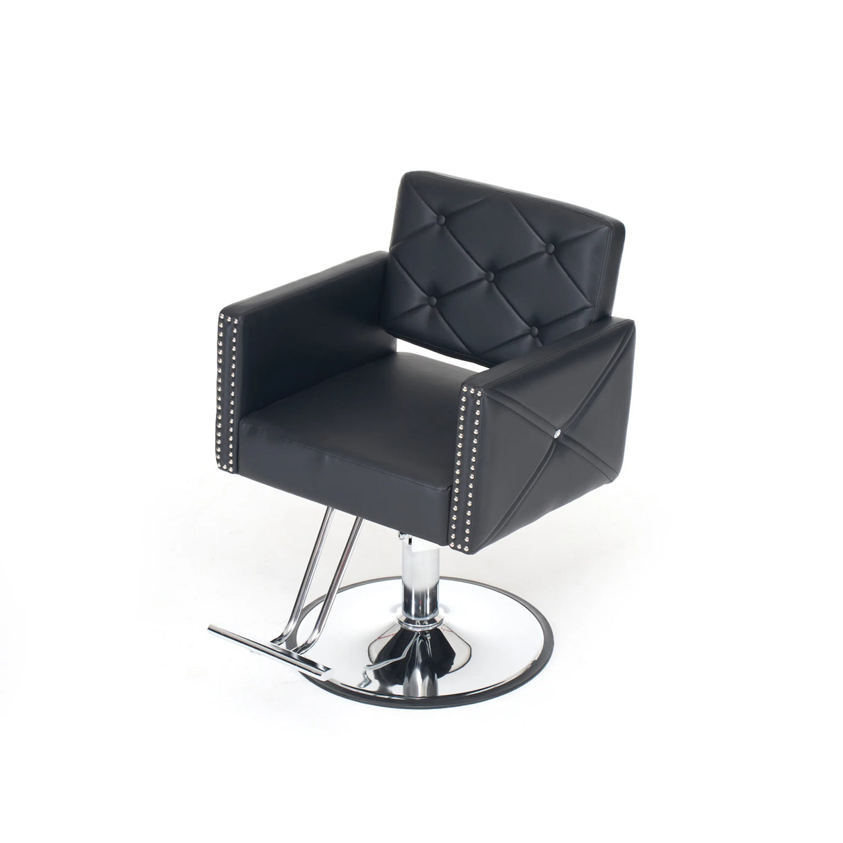 Black PU Leather Adjustable Height Barber Chair with Swivel - Omega Lifestyles