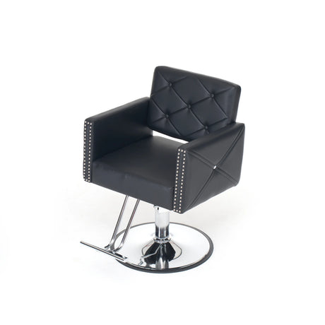 Black PU Leather Adjustable Height Barber Chair with Swivel - Omega Lifestyles