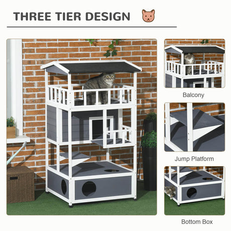 Outdoor Wooden Cat House With Escape Doors And Platform - Sleep Galleria