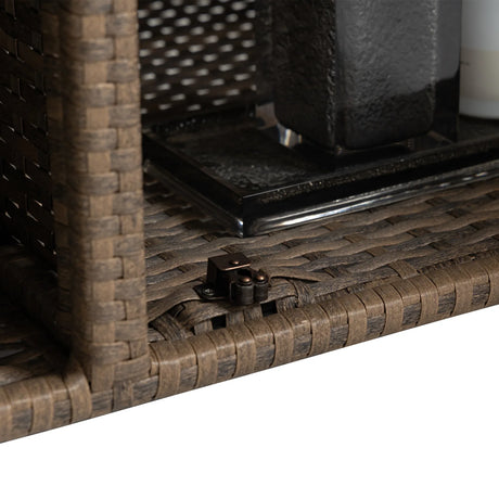 Outdoor Wicker Bar Cart With Glass Top And Wheels - Omega Lifestyles