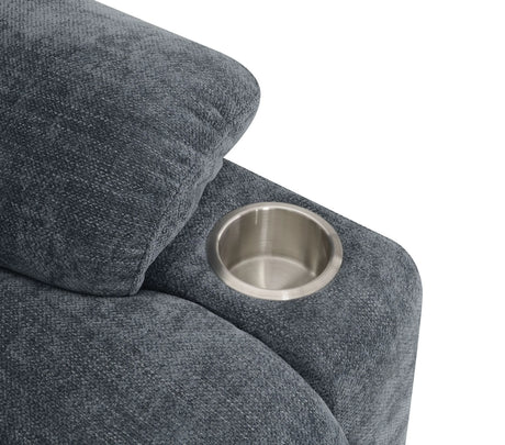 Blue Chenille Power Lift Recliner With Heating Massage - Omega Lifestyles