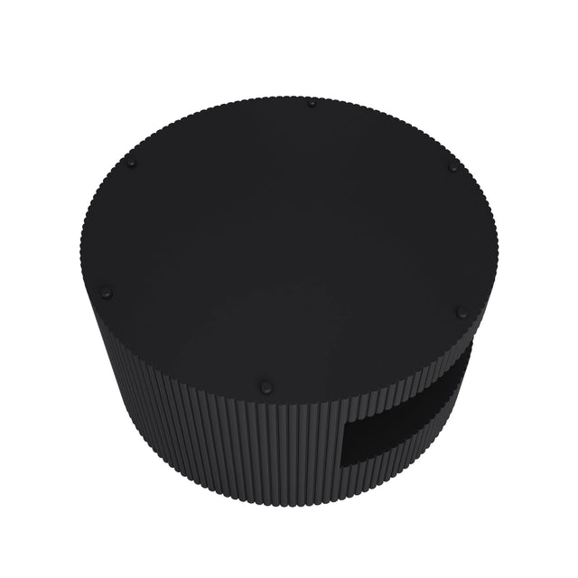 Round Black MDF Two-Tier Storage Coffee Table - Omega Lifestyles