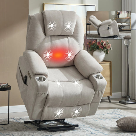 Power Lift Recliner Chair With Massage Lumbar Heat - Omega Lifestyles