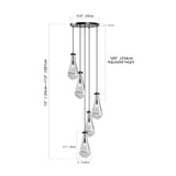 5-Light Adjustable Raindrop Glass Cluster Pendant Chandelier - Omega Lifestyles