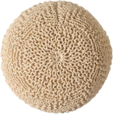 Ivory Cotton Knit Weave Modern Pouf Seat - Omega Lifestyles