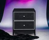 Black And Silver Synthetic Wood Accent Table With Drawers - Omega Lifestyles