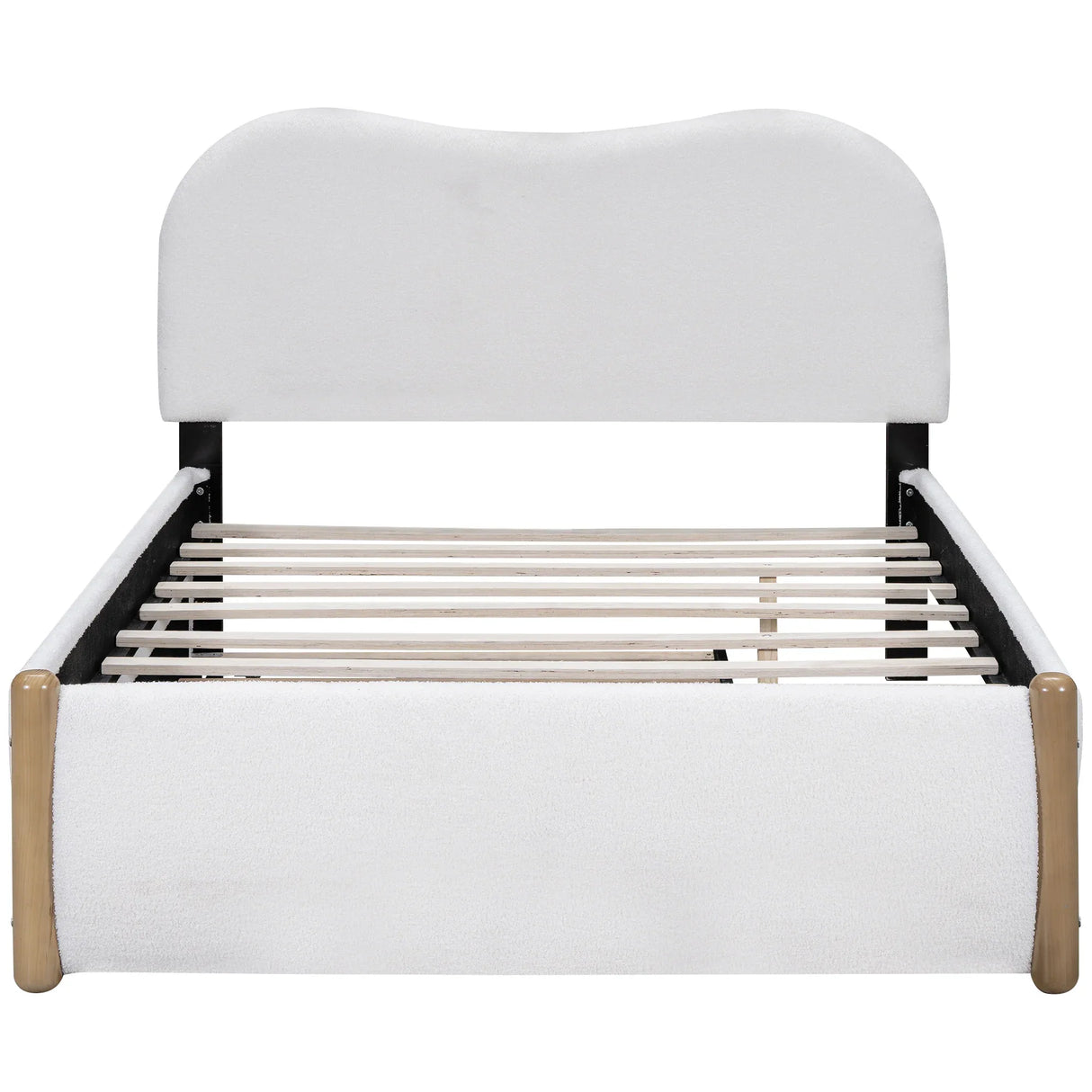 Full Upholstered Platform Bed With Twin Trundle White - Omega Lifestyles