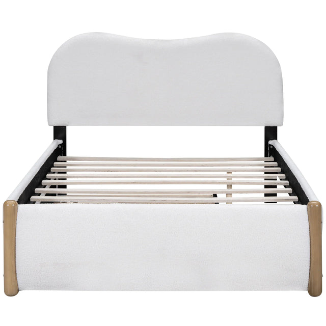 Full Upholstered Platform Bed With Twin Trundle White - Omega Lifestyles