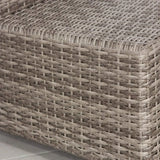 Modern Grey Wicker Outdoor Ottoman With Ultra-Soft Cushion - Omega Lifestyles