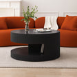 Round Black MDF Two-Tier Storage Coffee Table - Sleep Galleria