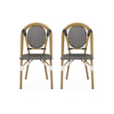 Set of 2 Aluminum Bamboo Finish Outdoor Bistro Chairs