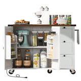 Farmhouse Kitchen Island Cart With Power Outlet - Omega Lifestyles