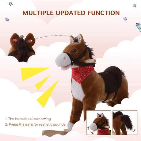Plush Kids Rocking Horse With Realistic Sounds - Omega Lifestyles