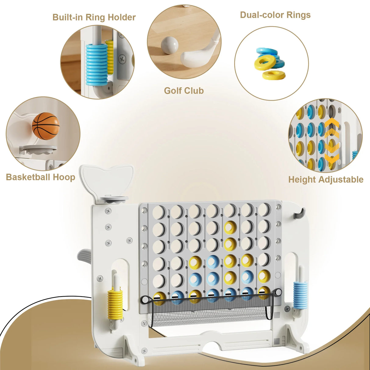 4-in-1 Adjustable Height Giant Outdoor Game Set - Omega Lifestyles