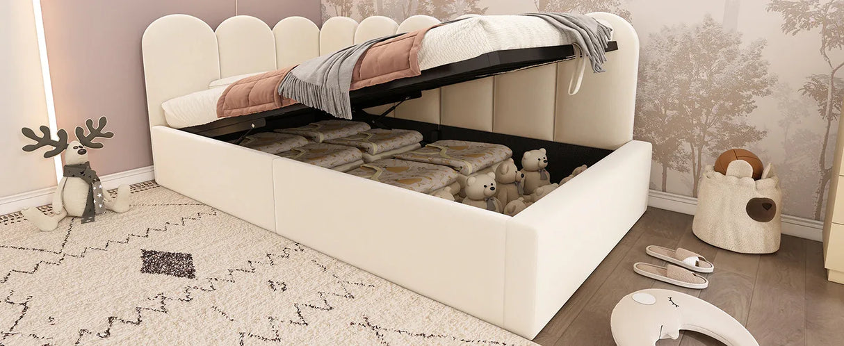 Twin Velvet Upholstered Daybed With Hydraulic Storage - Omega Lifestyles