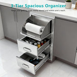 Stainless Steel Kitchen Cabinet With Paper Towel Holder - Omega Lifestyles