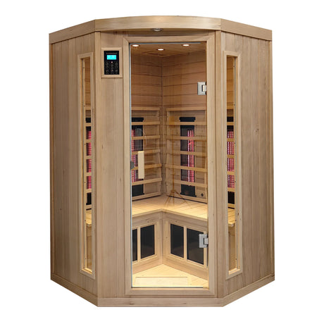 Far Infrared Solid Wood Pentagonal Indoor Sauna Room - Omega Lifestyles