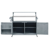 Outdoor Rolling Grill Cart With Raised Shelf Storage - Omega Lifestyles