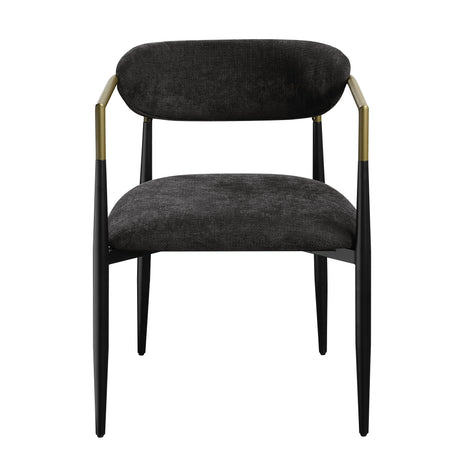 Set of 2 Black Chenille Upholstered Side Chairs - Omega Lifestyles